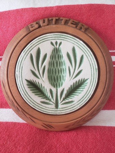 Antique carved butter dish - carved,